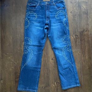 Vintage Y2K 2000s Embellished Denim Jeans. XL